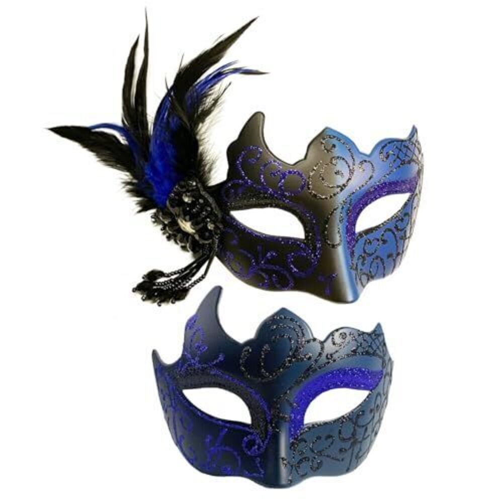 6849 masquerade mask couples set mardi gras venetian Feathers masquerade